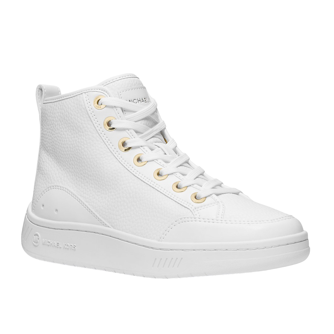 Michael Kors Shea Mid High Top Faux Leather Sneakers Optic White 7.5 New $225